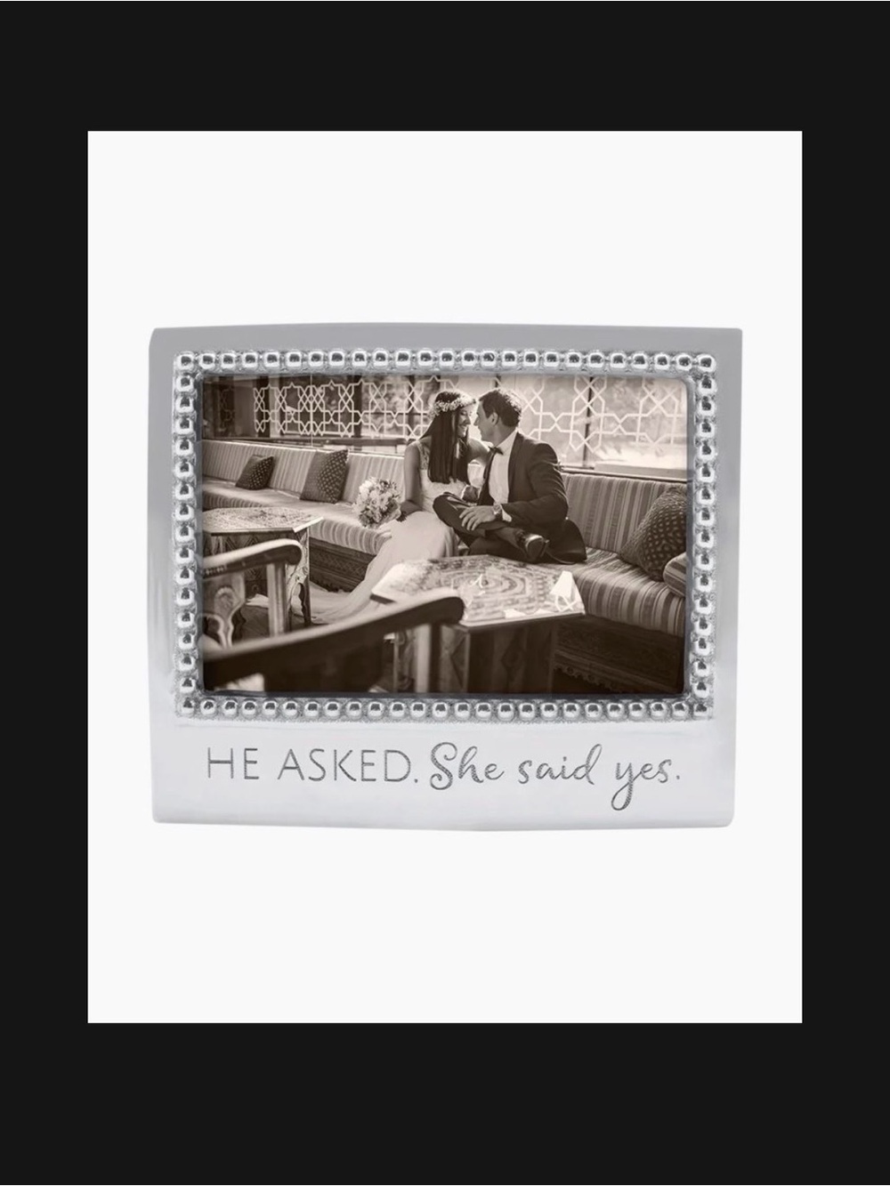 Mariposa 'He Asked. She Said Yes.' Beaded Photo Frame